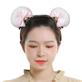 Maxbell 4x2Pcs Bear Ear Hair Clip Plush Animal Hairpins for Birthday Party Anime Theme White Pink
