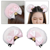 Maxbell 4x2Pcs Bear Ear Hair Clip Plush Animal Hairpins for Birthday Party Anime Theme White Pink