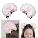 Maxbell 5x2Pcs Bear Ear Hair Clip Plush Animal Hairpins for Birthday Party Anime Theme White Pink