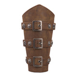 Maxbell 2xPU Leather Arm Guards Knight Armband for Halloween Carnival Theatrical Props Brown Lace