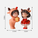 2Pcs Christmas Couple Figurines Miniature Figurine for Wedding Birthday Xmas standing