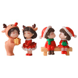 2Pcs Christmas Couple Figurines Miniature Figurine for Wedding Birthday Xmas standing