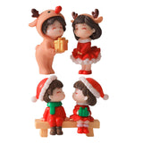2Pcs Christmas Couple Figurines Miniature Figurine for Wedding Birthday Xmas standing