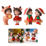 2Pcs Christmas Couple Figurines Miniature Figurine for Wedding Birthday Xmas standing
