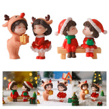 2Pcs Christmas Couple Figurines Miniature Figurine for Wedding Birthday Xmas standing