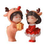 2Pcs Christmas Couple Figurines Miniature Figurine for Wedding Birthday Xmas standing