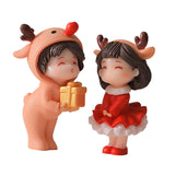 2Pcs Christmas Couple Figurines Miniature Figurine for Wedding Birthday Xmas standing