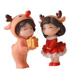 2Pcs Christmas Couple Figurines Miniature Figurine for Wedding Birthday Xmas standing