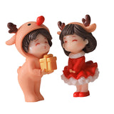 2Pcs Christmas Couple Figurines Miniature Figurine for Wedding Birthday Xmas standing