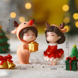 2Pcs Christmas Couple Figurines Miniature Figurine for Wedding Birthday Xmas standing
