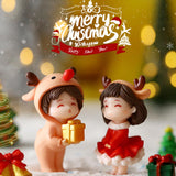 2Pcs Christmas Couple Figurines Miniature Figurine for Wedding Birthday Xmas standing