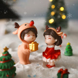2Pcs Christmas Couple Figurines Miniature Figurine for Wedding Birthday Xmas standing