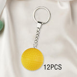 Maxbell 5x12Pcs Pickleball Keychain Hanging Toy Metal Keyring for Backpack Purse Decor Yellow