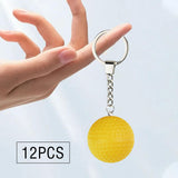 Maxbell 3x12Pcs Pickleball Keychain Hanging Toy Metal Keyring for Backpack Purse Decor Yellow