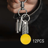 Maxbell 2x12Pcs Pickleball Keychain Hanging Toy Metal Keyring for Backpack Purse Decor Yellow