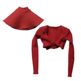 Maxbell 1/6 Long Sleeve Shirt and Skirt Outfit for 12'' inch Woman Figures Accessory red