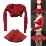 Maxbell 1/6 Long Sleeve Shirt and Skirt Outfit for 12'' inch Woman Figures Accessory red