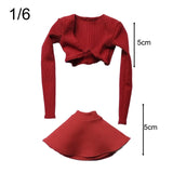 Maxbell 1/6 Long Sleeve Shirt and Skirt Outfit for 12'' inch Woman Figures Accessory red