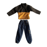 Maxbell 1:12 Long Sleeve Top and Pants Costume for 6'' inch Male Doll Action Figures