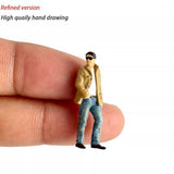 Maxbell 2 Pieces 1/64 Women and Men Figures Desktop Ornament Tiny People Model Decor Red khaki
