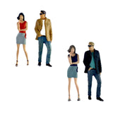 Maxbell 2 Pieces 1/64 Women and Men Figures Desktop Ornament Tiny People Model Decor Red khaki