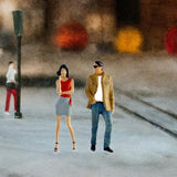 Maxbell 2 Pieces 1/64 Women and Men Figures Desktop Ornament Tiny People Model Decor Red khaki