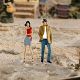 Maxbell 2 Pieces 1/64 Women and Men Figures Desktop Ornament Tiny People Model Decor Red khaki