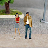 Maxbell 2 Pieces 1/64 Women and Men Figures Desktop Ornament Tiny People Model Decor Red khaki