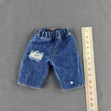 Maxbell 1/6 Scale Men Figure Short Pants Handmade Doll Clothes Blue with Holes
