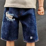 Maxbell 1/6 Scale Men Figure Short Pants Handmade Doll Clothes Blue with Holes