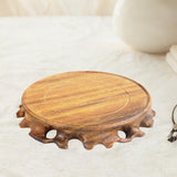 Maxbell Maxbell Retro Wooden Base Teapot Aquarium Base Buddha Statue Holder Vase Bonsai Base 9cm