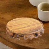 Maxbell Maxbell Retro Wooden Base Teapot Aquarium Base Buddha Statue Holder Vase Bonsai Base 9cm