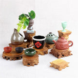 Maxbell Maxbell Retro Wooden Base Teapot Aquarium Base Buddha Statue Holder Vase Bonsai Base 9cm