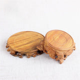 Maxbell Maxbell Retro Wooden Base Teapot Aquarium Base Buddha Statue Holder Vase Bonsai Base 9cm