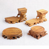 Maxbell Maxbell Retro Wooden Base Teapot Aquarium Base Buddha Statue Holder Vase Bonsai Base 9cm