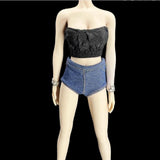 Maxbell 1:6 Scale Womans Lace Tube Top for 12inch Action Figure Dress up Accessories Black