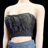 Maxbell 1:6 Scale Womans Lace Tube Top for 12inch Action Figure Dress up Accessories Black