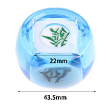 Maxbell Chinese Mahjong Dice Board Game Supplies Acrylic Multi Sided Game Dice clear Blue