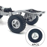 Maxbell 4Pcs RC Car Wheel and Tires Set Upgrade for MN82 LC79 1/12 1/16 Scale RC Car Silver