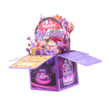 Maxbell Sweet Birthday 3D Greeting Card Decorative Box Card Birthday Gifts for Violet