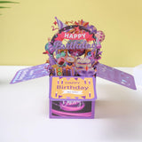 Maxbell Sweet Birthday 3D Greeting Card Decorative Box Card Birthday Gifts for Violet