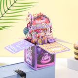 Maxbell Sweet Birthday 3D Greeting Card Decorative Box Card Birthday Gifts for Violet
