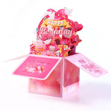 Maxbell Sweet Birthday 3D Greeting Card Decorative Box Card Birthday Gifts for Pink