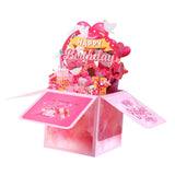 Maxbell Sweet Birthday 3D Greeting Card Decorative Box Card Birthday Gifts for Pink
