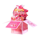 Maxbell Sweet Birthday 3D Greeting Card Decorative Box Card Birthday Gifts for Pink
