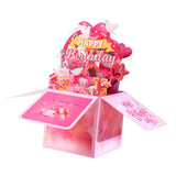 Maxbell Sweet Birthday 3D Greeting Card Decorative Box Card Birthday Gifts for Pink