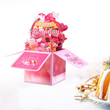 Maxbell Sweet Birthday 3D Greeting Card Decorative Box Card Birthday Gifts for Pink