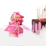 Maxbell Sweet Birthday 3D Greeting Card Decorative Box Card Birthday Gifts for Pink
