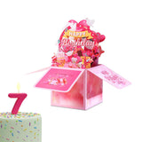 Maxbell Sweet Birthday 3D Greeting Card Decorative Box Card Birthday Gifts for Pink