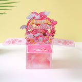 Maxbell Sweet Birthday 3D Greeting Card Decorative Box Card Birthday Gifts for Pink